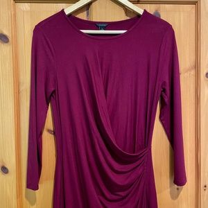 Ann Taylor Burgundy 3/4 Sleeve Midi Dress Size Small